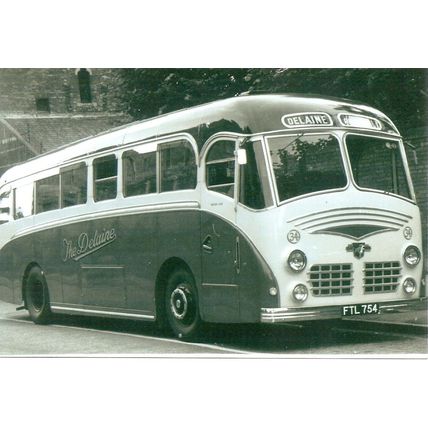 Black & White Photograph of Delaine Coaches Ltd. of Bourne - FTL 754