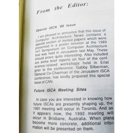Computer Architecture News, Dec. 1989. ISCA Special issue. Multiprocessors, etc