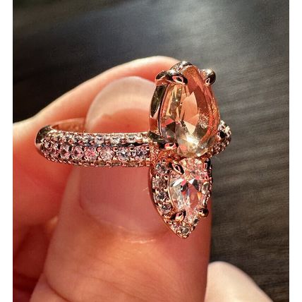 Ring Bomb Party Fashion Jewelry Duel North/South Teardrops Rhodium Pl Band Sz7