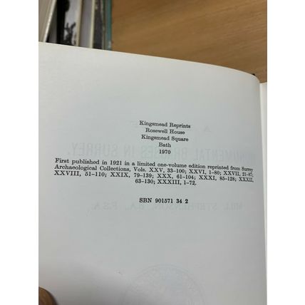 1970 "A LIST OF MONUMENTAL BRASSES IN SURREY" THICK VINTAGE HARDBACK BOOK (P6)