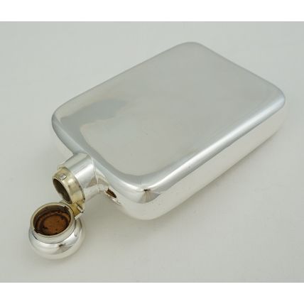 BIG Antique Silver Gilt Pocket Flask, London 1905, holds 300ml, 258g.