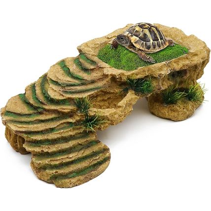 MINYULUA Turtle Basking Platform Reptile Terrarium Hideout Tortoise Resin Rock H