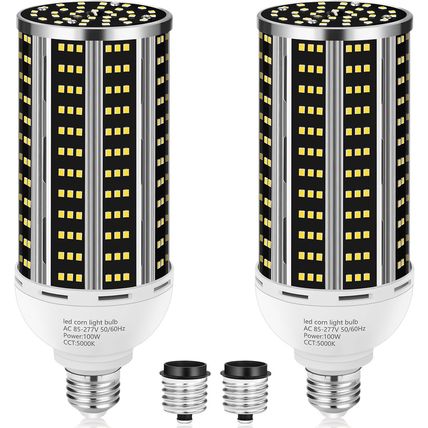 100W 2 Pack LED Corn Light Bulb,(1000W Equivalent )Commercial Grade Daylight 500