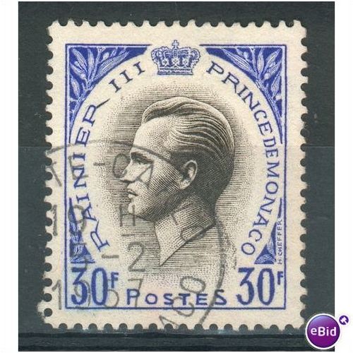 Monaco 1955 - SG525 - 30f - black & blue - Prince Rainier 111 - used