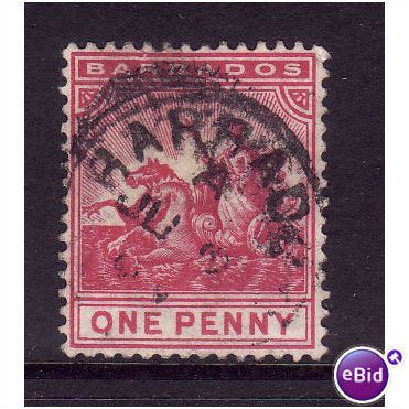 BARBADOS 1892 SG 107 1d CARMINE FINE USED