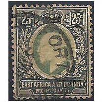 East Africa & Uganda Protectorate 1907 SG40 25c Grey-Green & Black G/Fine Used..
