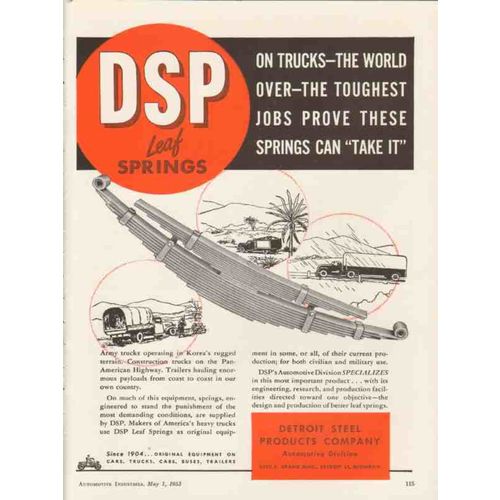 detroit steel products company 1953 leaf springs on trucks vintage ad