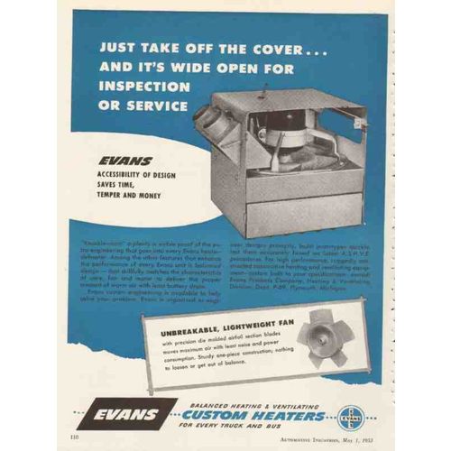 evans products company 1953 take off the cover inspection vintage ad