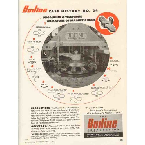 bodine corporation 1953 producing a telephone armature vintage ad