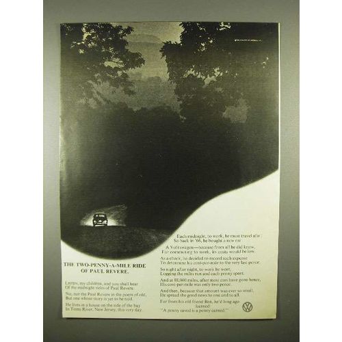 1973 Volkswagen VW Bug Ad - Two-Penny-a-Mile Ride