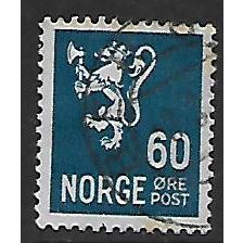 NORWAY 1937 NEW LION 60 ORE BLUE SG 294 FINE USED#