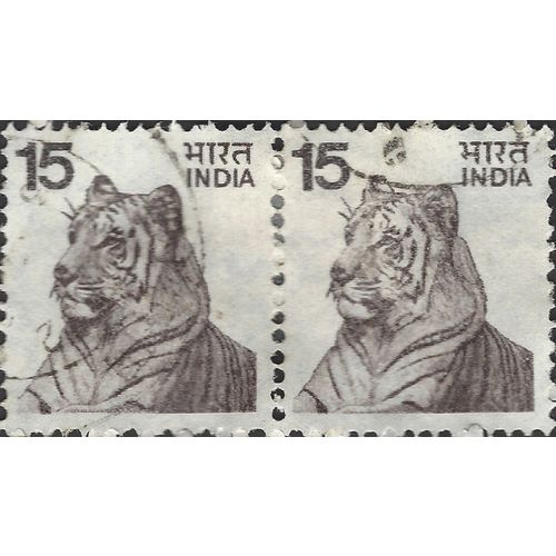 INDIA, CAT, Tiger, Panthera tigris, white 1975, 15p [Pair]