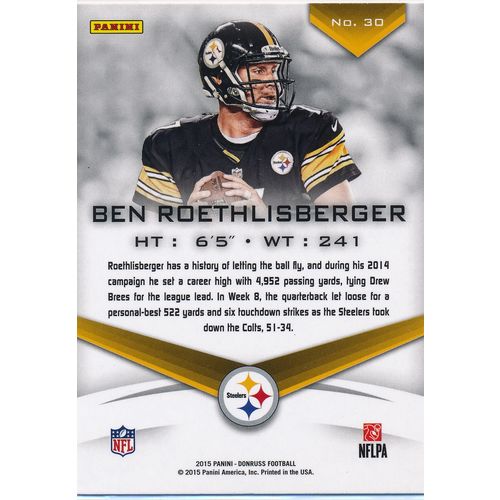 2015 Donruss Football Elite 30 Ben Roethlisberger Pittsburgh Steelers