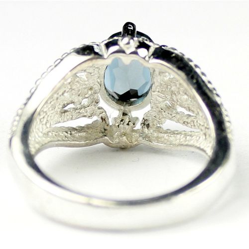 London Blue Topaz, 925 Sterling Silver Beaded Ladies Ring, SR365