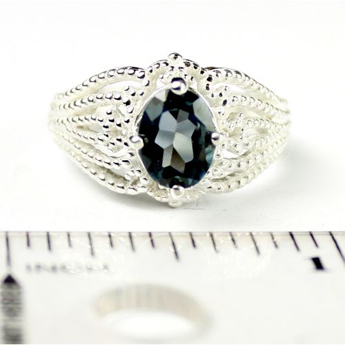 London Blue Topaz, 925 Sterling Silver Beaded Ladies Ring, SR365