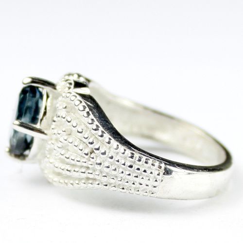 London Blue Topaz, 925 Sterling Silver Beaded Ladies Ring, SR365