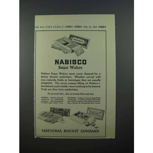 1913 Nabisco Sugar Wafers, Adora, Festino Ad