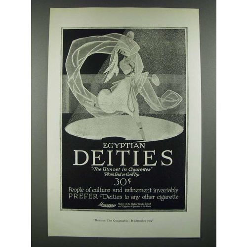 1919 Egyptian Deities Cigarettes Ad - The Utmost in Cigarettes