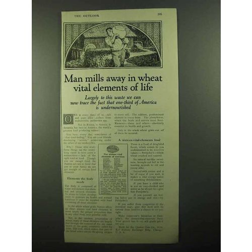 1920 Pettijohn's Cereal Ad - Man Mills Away in Wheat