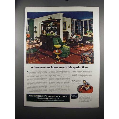 1951 Armstrong's Asphalt Tile Ad - Basementless House