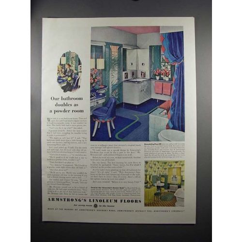 1951 Armstrong's Linoleum Floors Ad - Powder Room