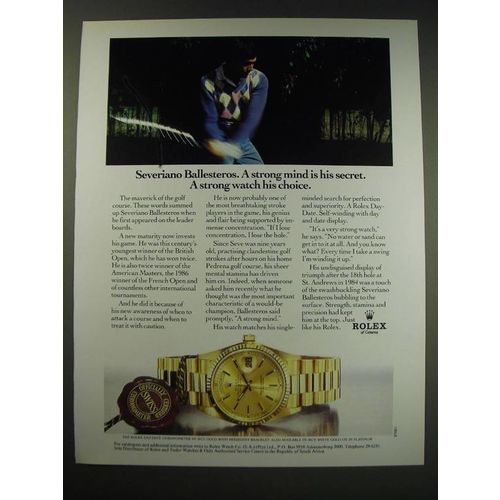 1987 Rolex Day-Date Chronometer Ad - Severiano Ballesteros