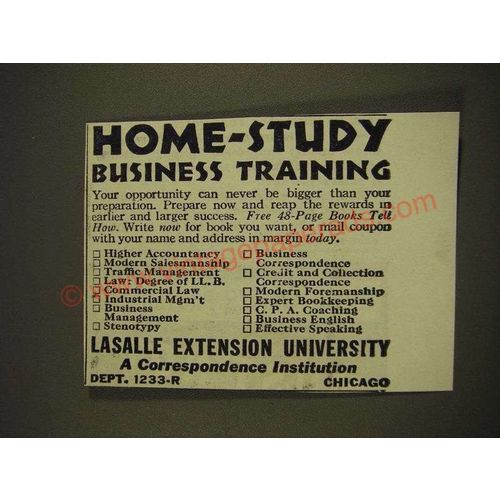 1939 Lasalle Extension University Ad - Home-Study Business training