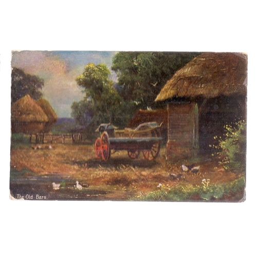 THE OLD BARN.. used vintage postcard 1911 postmark =
