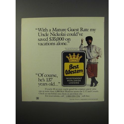 1990 Best Western Motel Ad - Yakov Smirnoff - With a mature guest rate