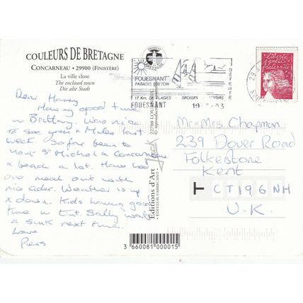 La Ville close Concarneau France Postcard posted 2003 VGC