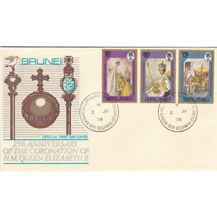 Brunei 1978 Coronation Elizabeth II FDC special cancel Unaddressed VGC