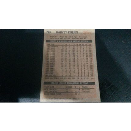 1983 Topps Card # 726 Harvey Kuenn Very Good-Excellent (4) Milwaukee Brewers