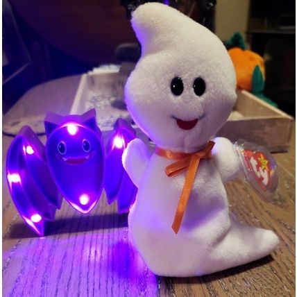 TY BEANIE BABY SPOOKY THE GHOST HALLOWEEN HOLIDAY BEANIE BABY~NEW~NWMT~PVC