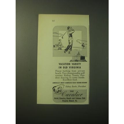 1948 The Cavalier Hotel Ad - Vacation Variety in Old Virginia