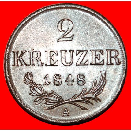 REVOLUTION: AUSTRIA ★ 2 KREUZER 1848A RARE UNC!★LOW START! ★ NO RESERVE!