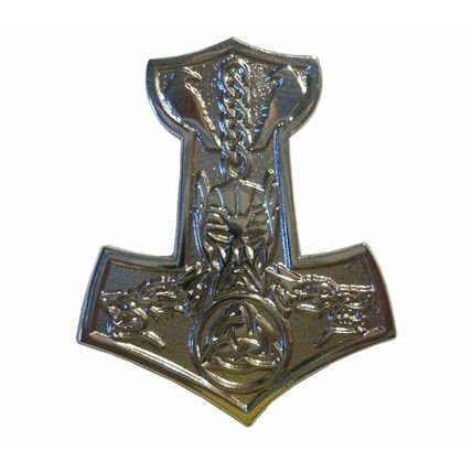 Mjolnir Norse Mythology Thor Hammer Celtic Viking Protection Symbol Metal Badge