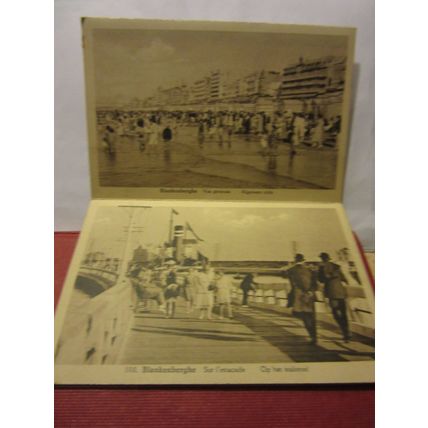 5 of 10 BLANKENBERGHE, BELGIUM unused antique postcards with card wallet/