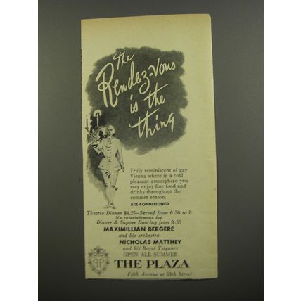 1953 The Plaza Hotel Ad - The Rendez-vous is the thing