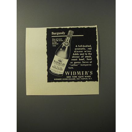 1953 Widmer's Burgundy Wine Advertisement