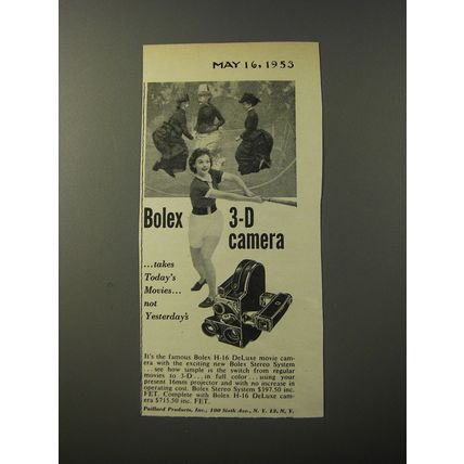 1953 Bolex H-16 DeLuxe Movie Camera Advertisement