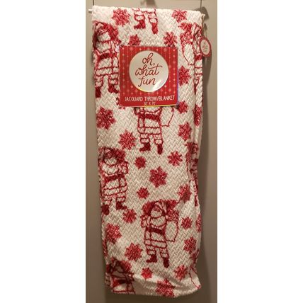 CHRISTMAS SANTA W/ TOY SACK & TREE HOLIDAY JACQUARD THROW BLANKET 50X70~NEW~