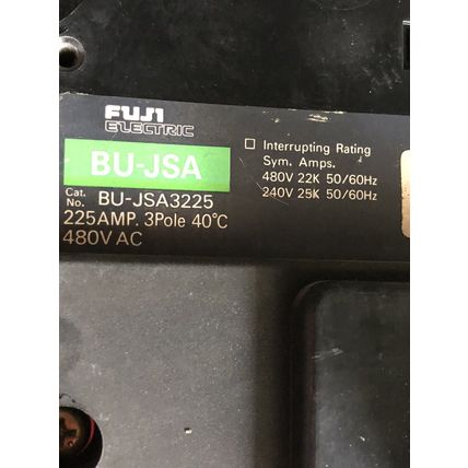 FUJI BU-JSA,FUJI BU-JSA3225 CIRCUIT BREAKER, 225 A, 3-POLE, 480 VAC,TC