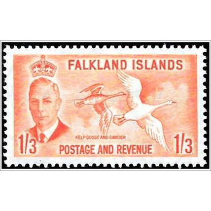 Falkland Islands 1952 1/3d Orange SG181 Mounted Mint C4