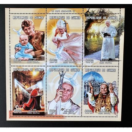 Guinée 2001 Mi. 3184 - 3189 M/S Klb Pape Jean-Paul II Karol Wojtyla