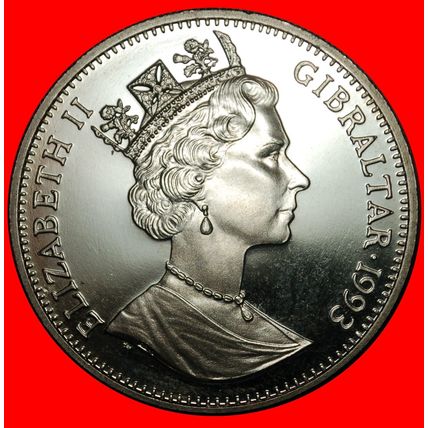 Ⰶ GREAT BRITAIN: GIBRALTAR ★ 1 CROWN 1993 CHINA! UNC LUSTRE★LOW START★NO RESERVE