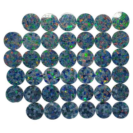 52238 - 40 Australian Mosaic Opal Doublets 11.7 to 12.1 mm Round 1.0 mm Thick