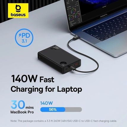Baseus 24000mAh Power Bank 140W Portable Laptop Battery Charger Digital Display
