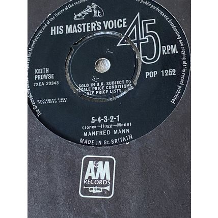 45 rpm 7” Vinyl MANFRED MANN 5-4-3-2-1 / Without You