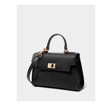 Genuine Leather Women Top Handle Straw Crossbody Bags Black