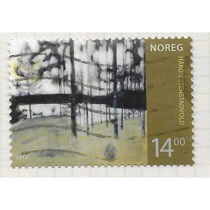 NORWAY 2012 ART WOODLAND WINTER SCENE LAKE 14Kr USED
